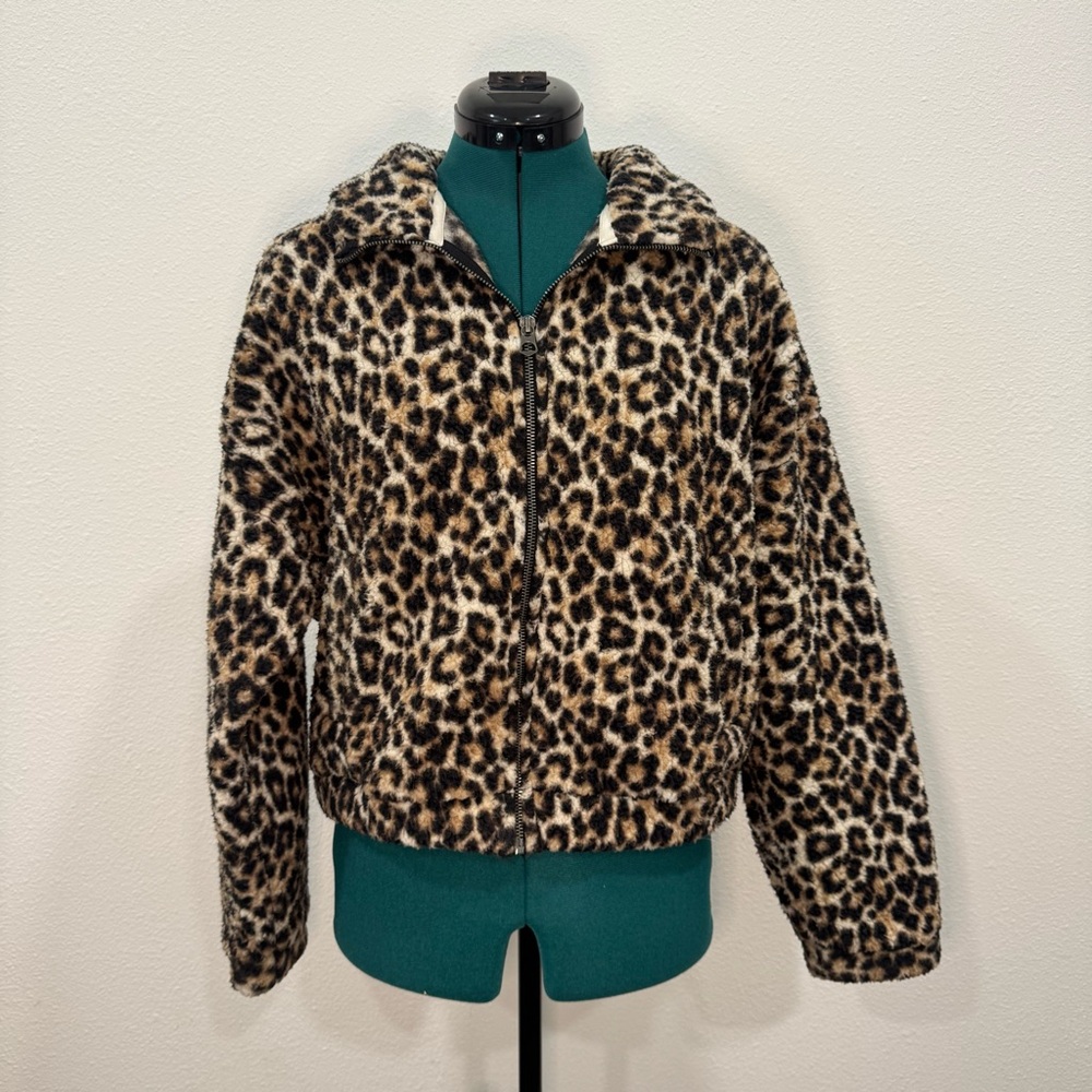 American Eagle Outfitters Cheetah Print Sherpa Jacket